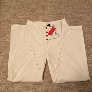 Cider White Wide Leg Woven Jeans